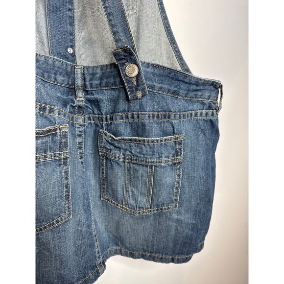 Old Navy Ultra Low Waist Blue Denim Overall Mini Skirt Jumper XL (2006) - Picture 10 of 13